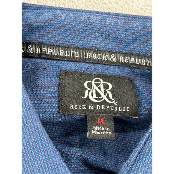 Rock & Republic Shirt Mens Size M Long Sleeve Blue Button-Up - Picture 2 of 7